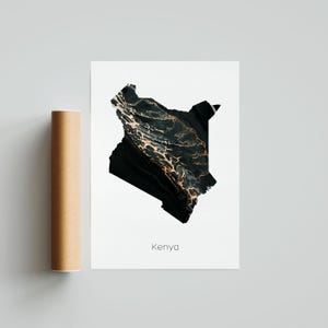 Poster Kenya, art mural Kenya, carte de voyage, impression cadeau - sans cadre