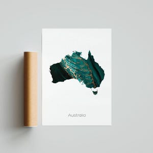 Póster impreso de Australia Arte de Australia Mapa de viajes de Australia Impresión de Australia Pintura de Australia Impresión de regalo - Sin marco