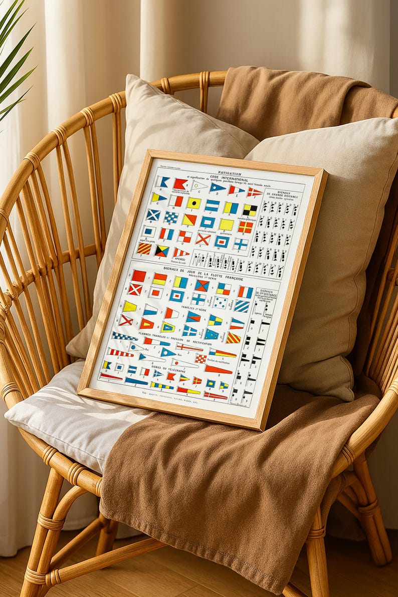 Printable Internation Code Flags Nautical Signal Flags Chart – Vintage Maritime Navigation Code Print ...