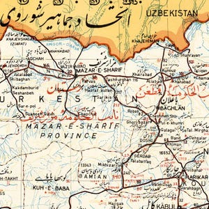 Vintage Afghanistan Map Print 1963 Kabul Poster Historical Middle East ...