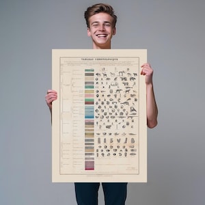 Vintage geologische tijdgrafiek en fossiele illustratieprint - chronologisch tafereel