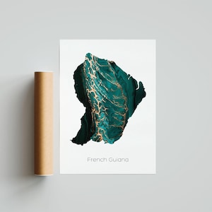 Französisch-Guayana Karte Druck Poster Französisch-Guayana Kunst Französisch-Guayana Reise-Karte Französisch-Guayana Druck Französisch-Guayana Malerei Geschenkdruck - Ungerahmt