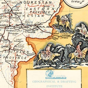 Vintage Afghanistan Map Print 1963 Kabul Poster Historical Middle East ...
