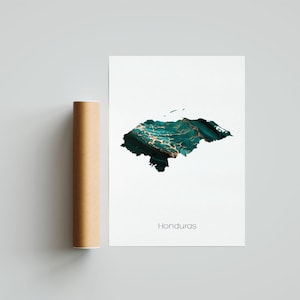 Affiche imprimée de la carte du Honduras - Sans cadre