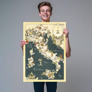 Discover Italy’s Culinary Richness - Carta Gastronomica del Paese Vintage Map