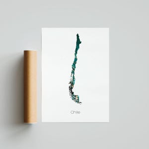 Chile Druck Plakat Chile Kunst Chile Reise Karte Chile Druck Chile Malerei Geschenkdruck - Ungerahmt