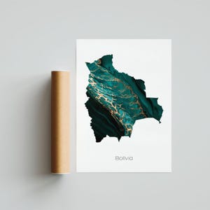 Bolivien Print Poster Bolivien Reise Karte Wand Kunst Geschenk Print - Ungerahmt
