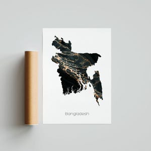 Bangladesch Karte Druck Poster Bangladesch Kunst Bangladesch Reise Karte Bangladesch Druck Bangladesch Geschenk Druck - Ungerahmt