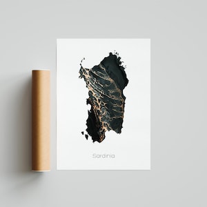 Sardinië print poster Sardinië kunst reiskaart print schilderij cadeau print - niet ingelijst
