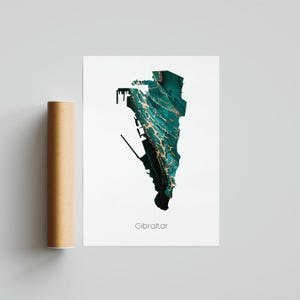 Gibraltar Druck Plakat Gibraltar Kunst Gibraltar Reisekarte Gibraltar Druck Gibraltar Malerei Geschenkdruck - Ungerahmt
