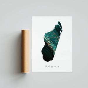 Affiche d'impression de carte de Madagascar Art de Madagascar Carte de voyage de Madagascar Impression de Madagascar Peinture de Madagascar Impression cadeau - Sans cadre