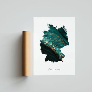 Affiche imprimée carte de l'Allemagne Art de l'Allemagne Carte de voyage de l'Allemagne Impression de l'Allemagne Peinture de l'Allemagne Impression cadeau - Sans cadre