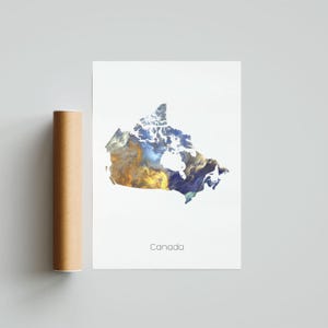 Affiche imprimée du Canada Art du Canada Carte de voyage du Canada Impression du Canada Peinture du Canada Impression cadeau - Sans cadre