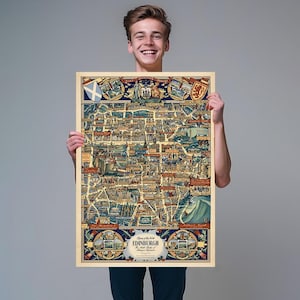 Mapa vintage ilustrado de Edimburgo - Rainha do Norte