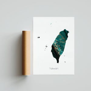 Taiwan Map Wandbild Posterdruck von Japan Japan Kunst Wandbild Japan Japan Wandbild Geschenkdruck - Ungerahmt