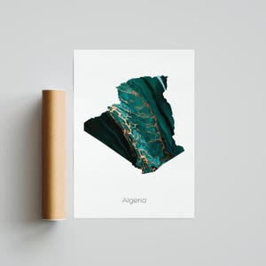Affiche Algérie imprimée Art Algérie Carte de voyage Algérie Impression Algérie Peinture Algérie Impression cadeau - Sans cadre