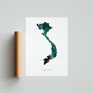 Affiche d'impression du Vietnam Art du Vietnam Carte de voyage du Vietnam Impression du Vietnam Peinture du Vietnam Impression cadeau - Sans cadre