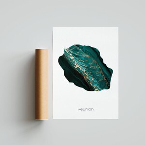 Affiche d'impression de la Réunion, art de la réunion, carte de voyage de la réunion, impression de la réunion, peinture de la réunion, impression cadeau - sans cadre