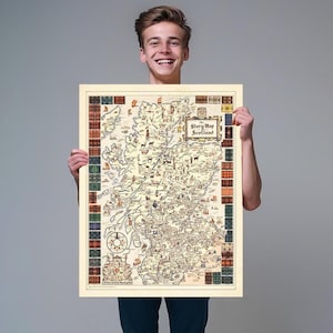 Mapa da História da Escócia – Mapa Ilustrado Vintage da Cultura e Herança Escocesa