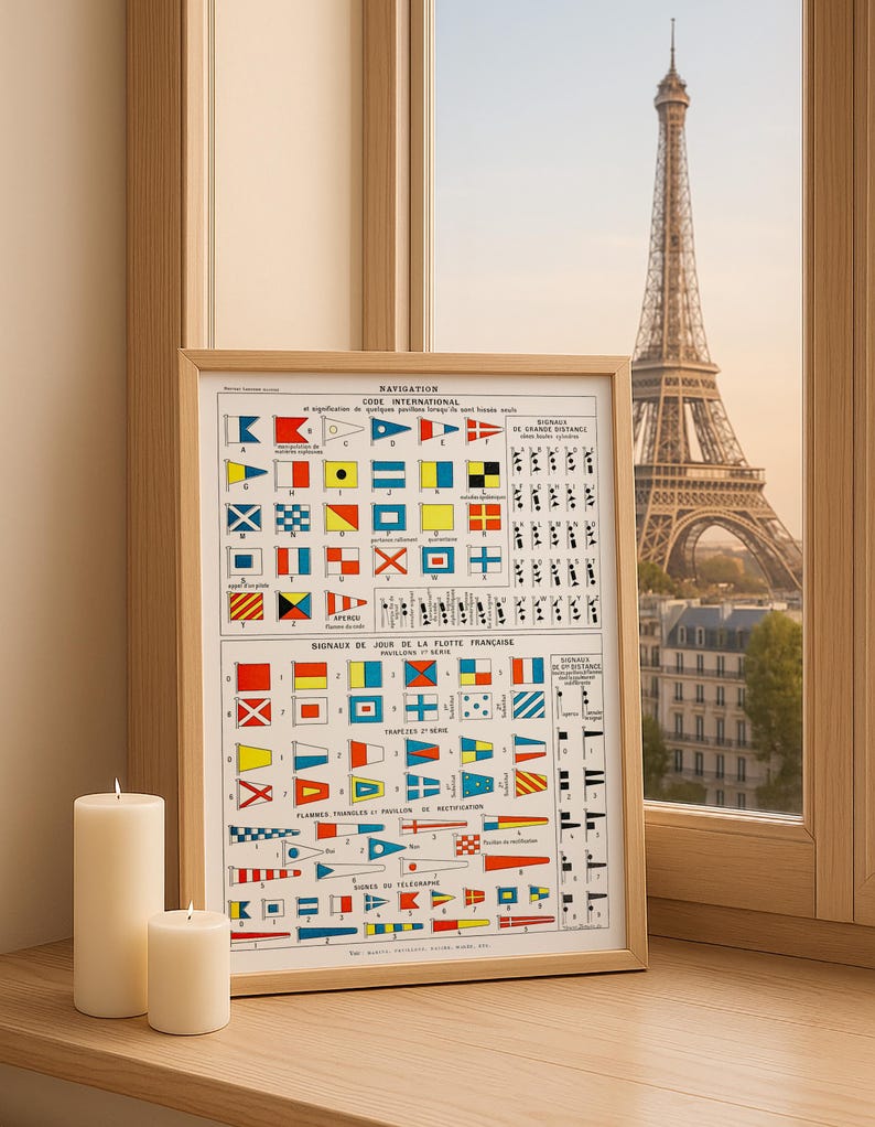 Nautical Signal Flags Chart – Vintage Maritime Navigation Code Print ...
