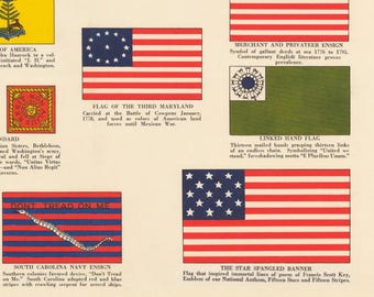 Vintage Flags of American Liberty Poster - Historical US Flag