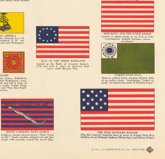 Vintage Flags of American Liberty Poster - Historical US Flag