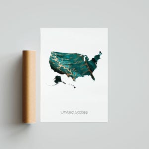 Póster impreso de Estados Unidos Póster de América Arte de EE. UU. Mapa de viajes de EE. UU. Pintura impresa de EE. UU. Impresión de regalo - Sin marco