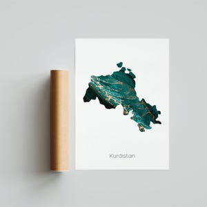 Kurdistan Karte Druck Poster Kurdistan Landkarte Kunst Kurdistan Reisekarte Kurdistan Landkarte Kurdistan Malerei Geschenkdruck - Ungerahmt