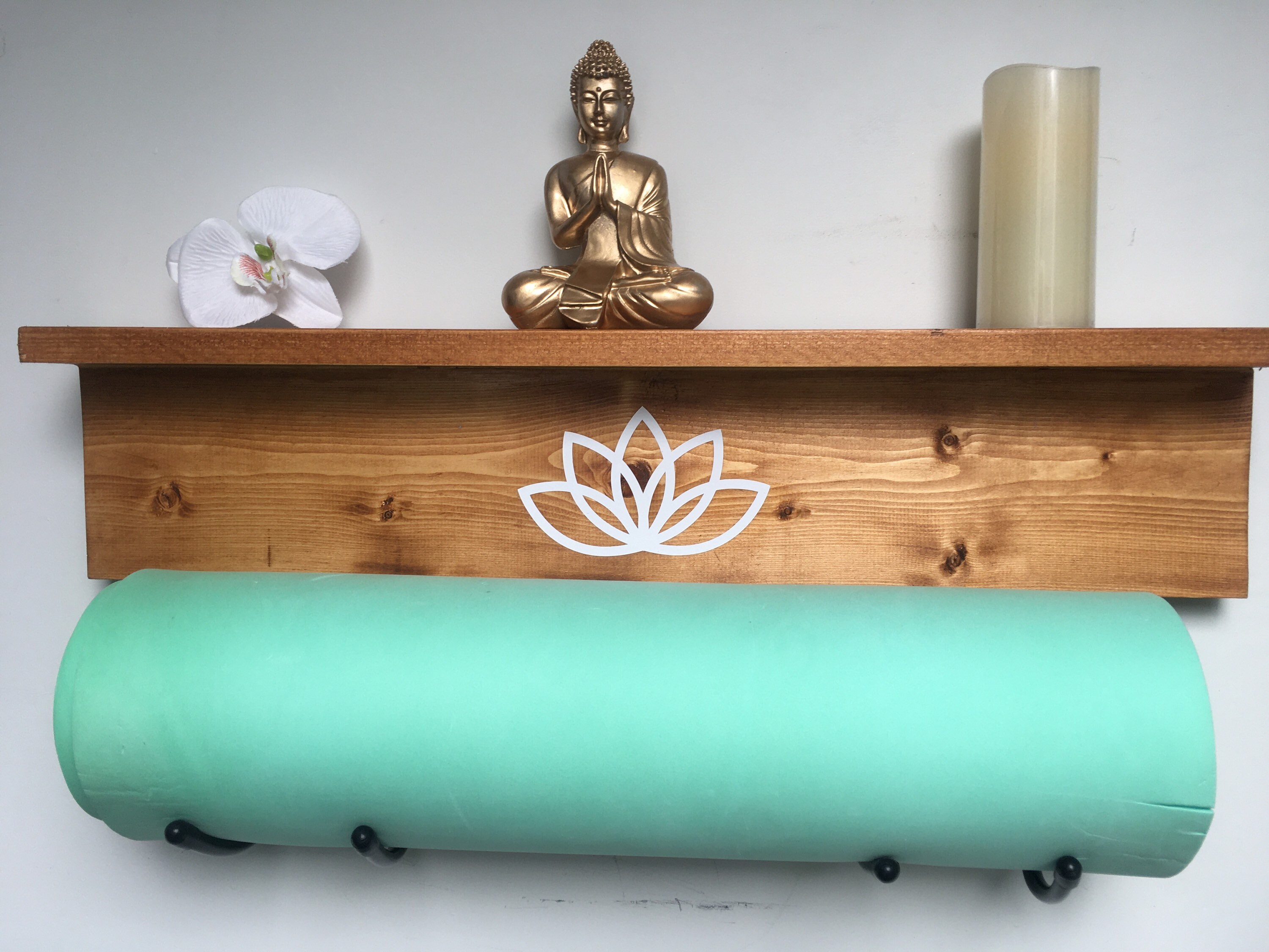 Yoga Mat Holder With Shelf in Reclaimed Wood With Om Sign or Etsy UK