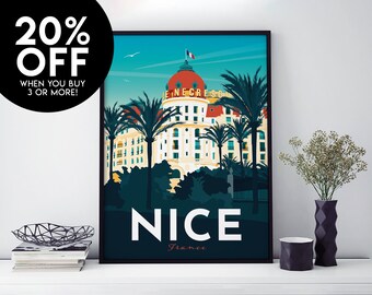 Nice Art Poster Travel Vacation Holiday A3 Print France French Deco