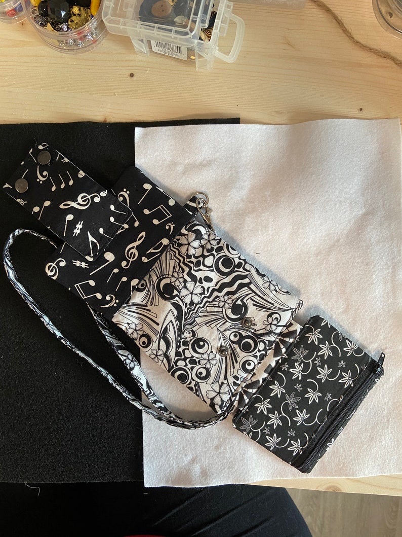Black and White Wallet on a lanyard