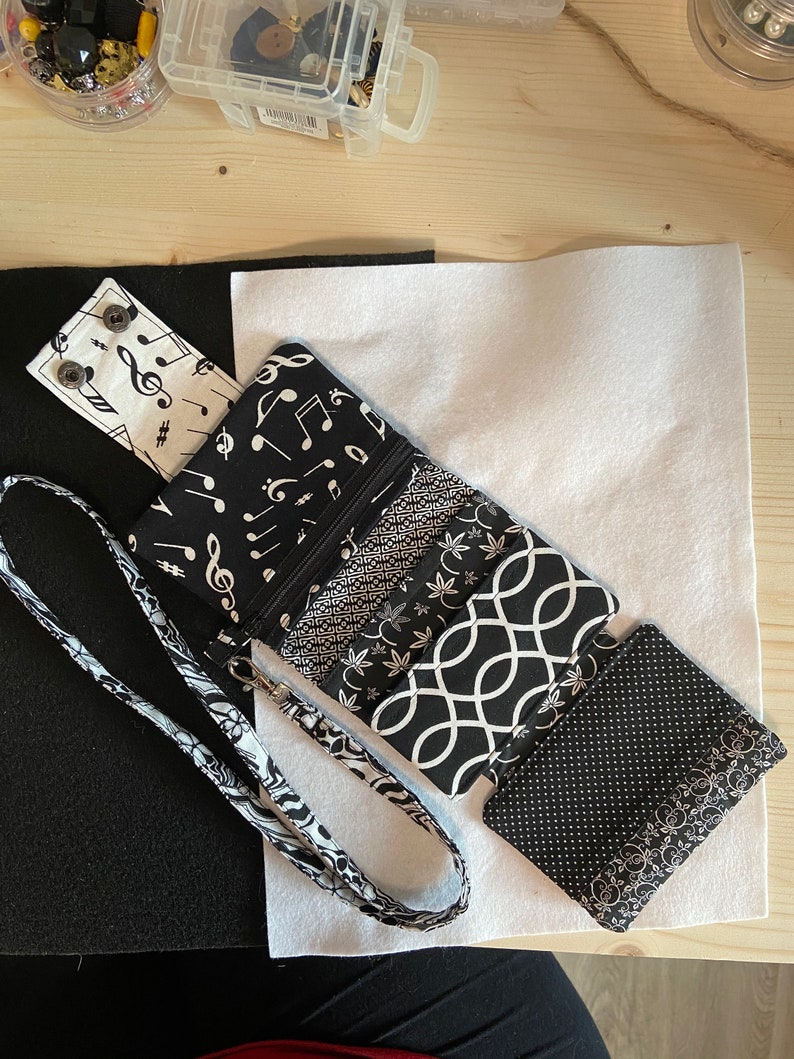 Black and White Wallet on a lanyard
