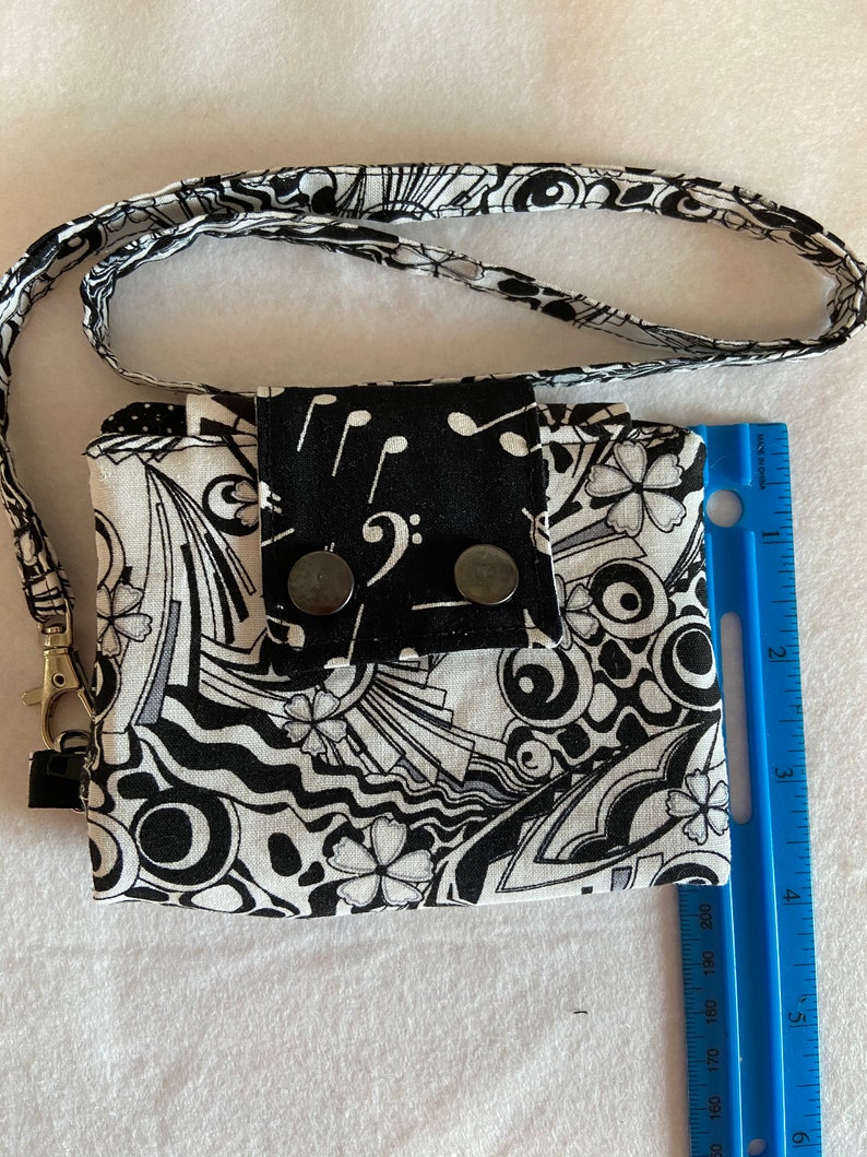 Black and White Wallet on a lanyard