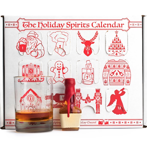 2 Pack Advent Calendar for Alcohol and Adults, Gift Booze 2021, Great White Elephant & Holiday Party Hostess Present,  Alcohol Not Included
