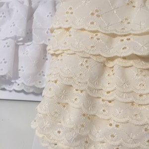 3 Inch Wide Frilled Eyelet Lace by the Yard, 75mm White Ruffled Eyelet Lace Trim by the yard