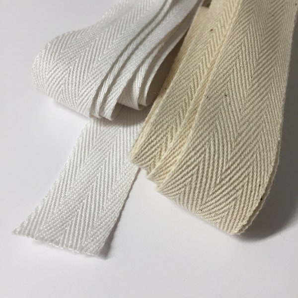 Ensemble de ruban de coton naturel et blanc de 2,5 cm, ruban sergé de coton à chevrons de 3,5 m de long, sac cadeau de fournitures de couture haut de gamme au Canada