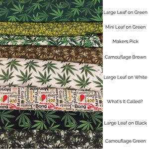 Canna Leaf Printed Cotton, Marijuana Print Cotton Fabric