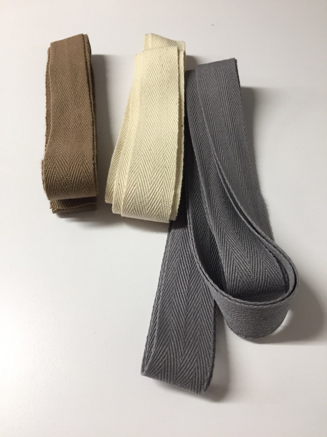 2m of 25mm Assorted Cotton Twill Tape, 1 Inch Cotton Herringbone Ribbon