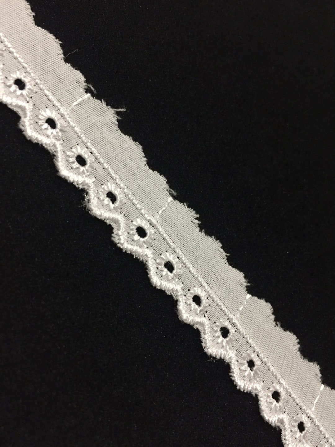 Narrow Flat Eyelet Lace by the Yard 8mm White Eyelet Lace Etsy