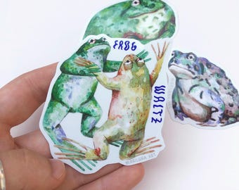 Watercolor Frog Art Stickers: Witchy Toad Planner Set
