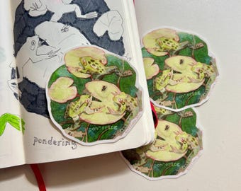 Handmade Frog Pond Art Stickers: Witchy Fanstasy Botanical