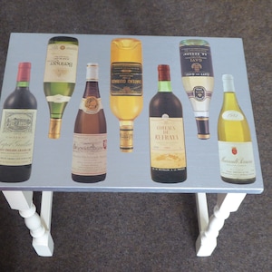 table side table,wooden,decoupage,wine