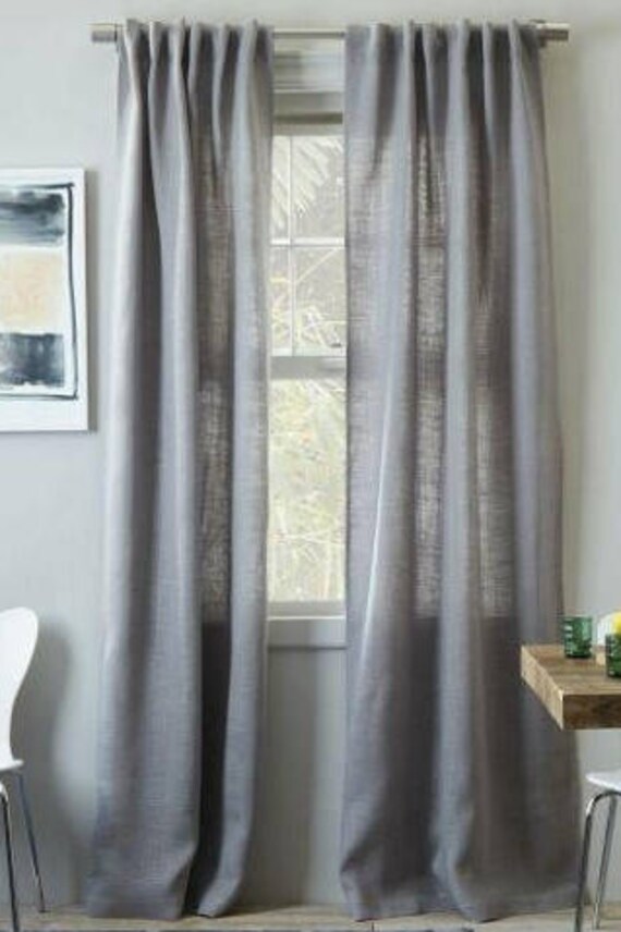 Burlap Curtains Grey Burlap Window Treatments Grey Burlap Etsy