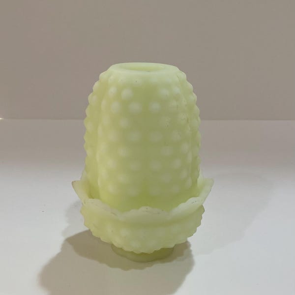 Vintage Fenton Satin Custard Uranium VaselineGlass Fairy Lamp Glows