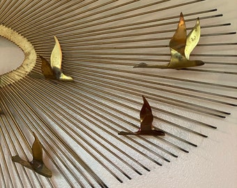 Mid Century Birds in Flight Brass Wall Art - Etsy
