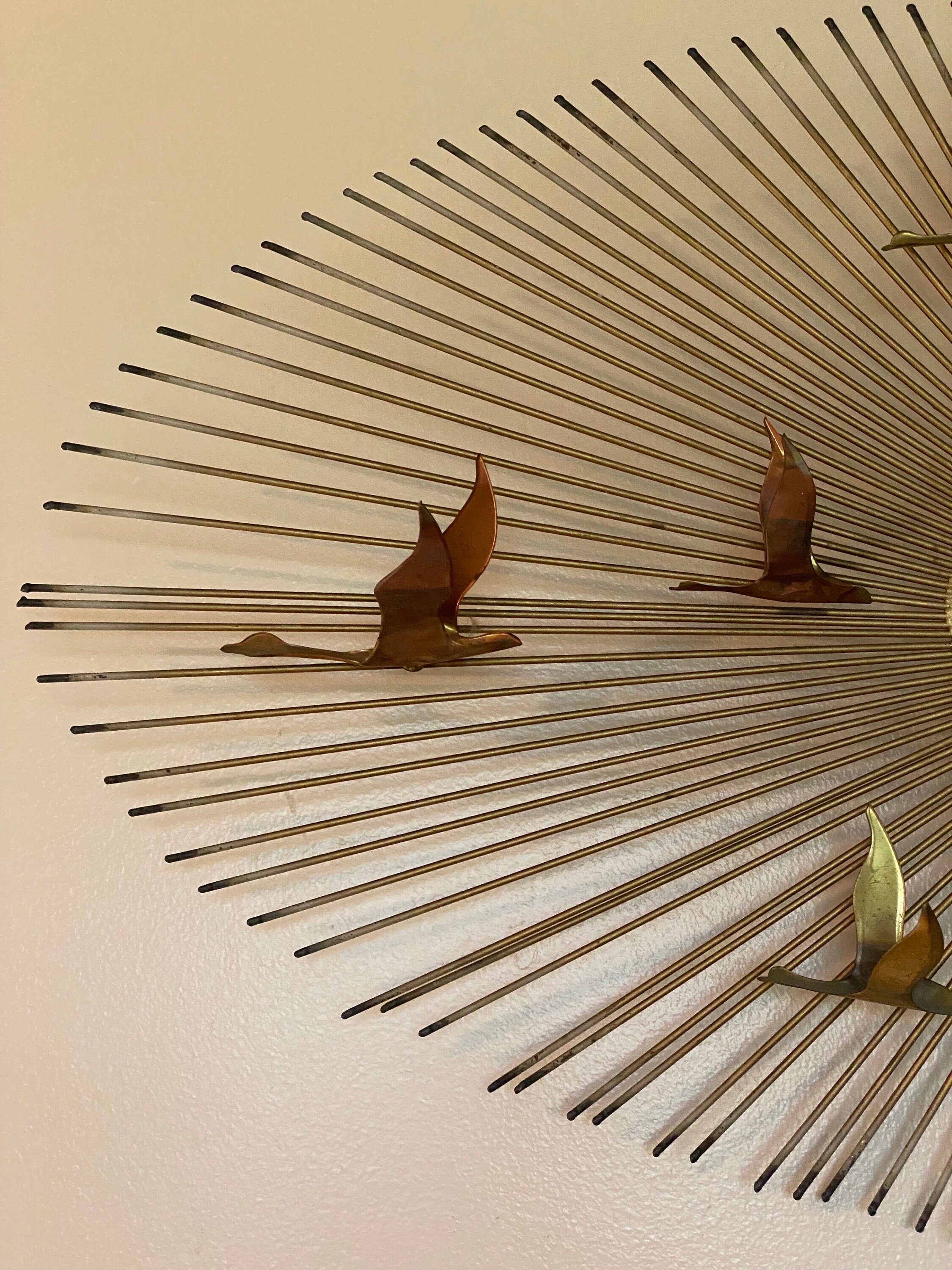 Mid Century Birds in Flight Brass Wall Art - Etsy