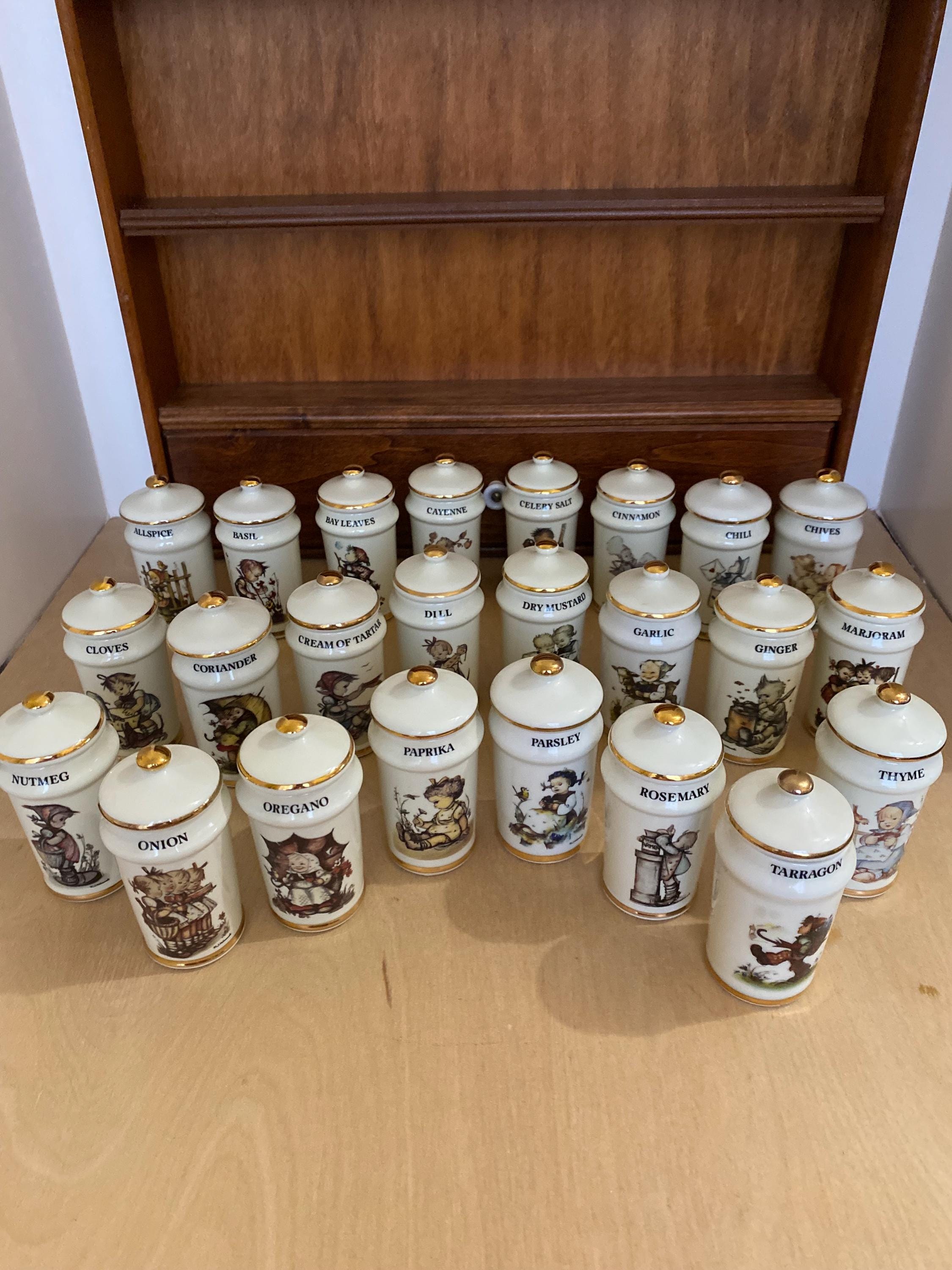 Danbury Mint M.j. Hummel Spice Jar Set. 24 Piece,rack, and Recipe