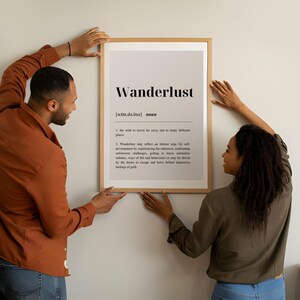 Wanderlust Definition Print – Minimalist Travel Wall Art | Motivational Quote Poster