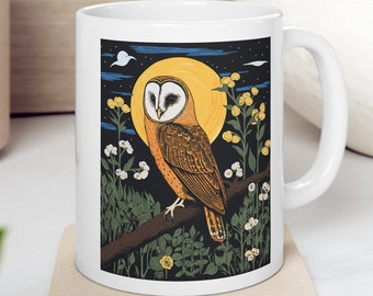 Barn Owl Mug, Birder Gift, Birdwatching Coffee Mug, Bird Gift, Barn Owl Cup, Bird Lover Nature Gift, Owl Lover Present