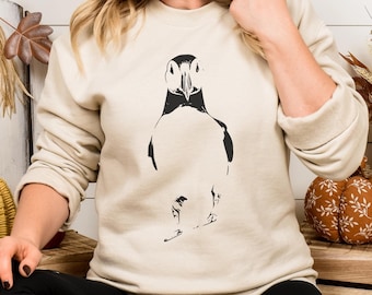 Atlantic Puffin Sweatshirt, Cozy Bird Lover Gift, Unique Birder Crewneck Sweatshirt, Birding Apparel, Birdwatcher Gear